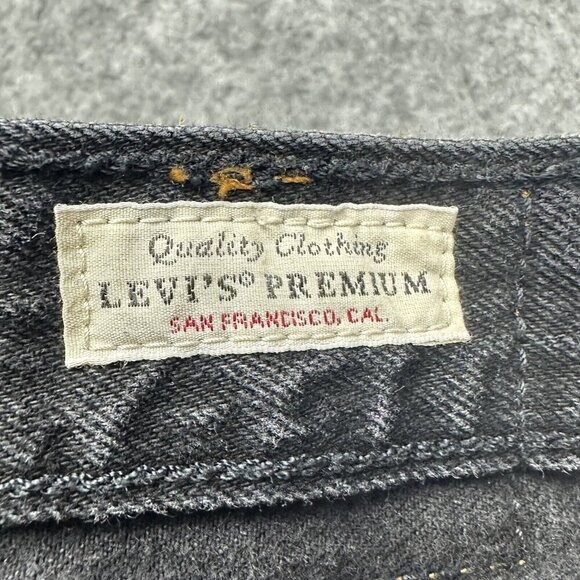 Levis Premium 501 Jeans Womens 29 Faded Black Distressed Studded Crop Big E Rock - Picture 14 of 16